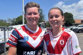 Sarah Morley (right) next to Panorama Platypi teammate Zoe Lee, after a game between her St George Dragons and the Sydney Roosters' Indigenous Academy. Picture supplied