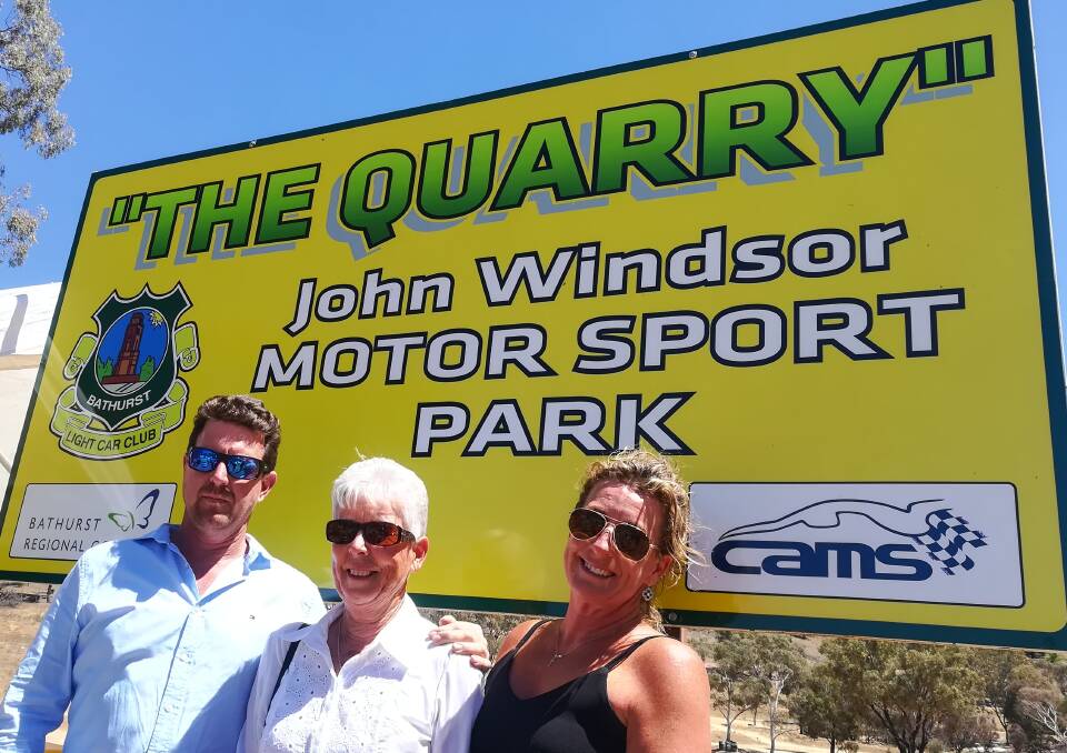 NEW NAME IN HONOUR: Luke Windsor, Gail Windsor and Jodie Simms at the newly renamed John Windsor Motor Sport Park. Photo: SUPPLIED