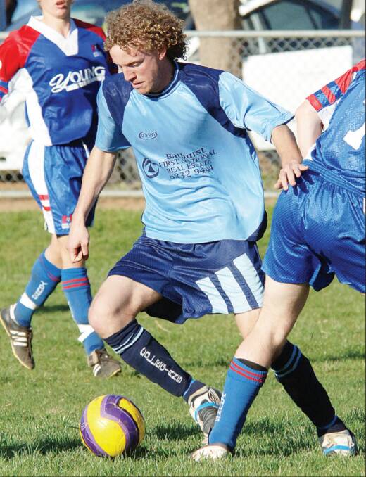 FLASHBACK: Pictured is Josh Esparon, who scored for Collegians in the Bathurst District Football men's premier league grand final win. 