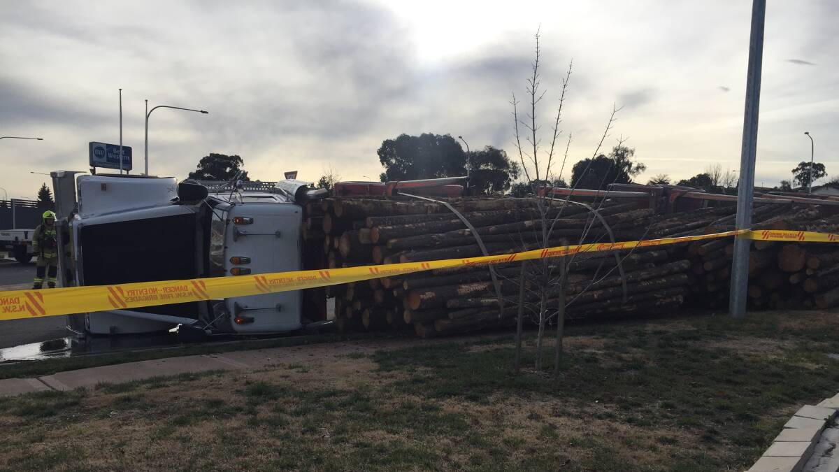ALERT: A truck has rolled over on the outskirts of Bathurst. Photo: SUPPLIED
