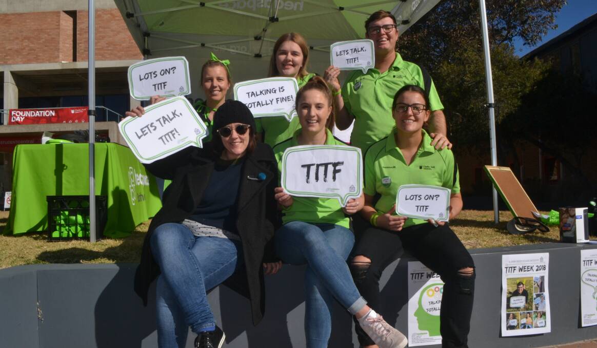 MENTAL HEALTH: Evie Tellam, Benadette Flannery and Edward Smith and (front row) headspace's Karen Golland, Grace Bickmore-Hutt and Jessica Berryman. 