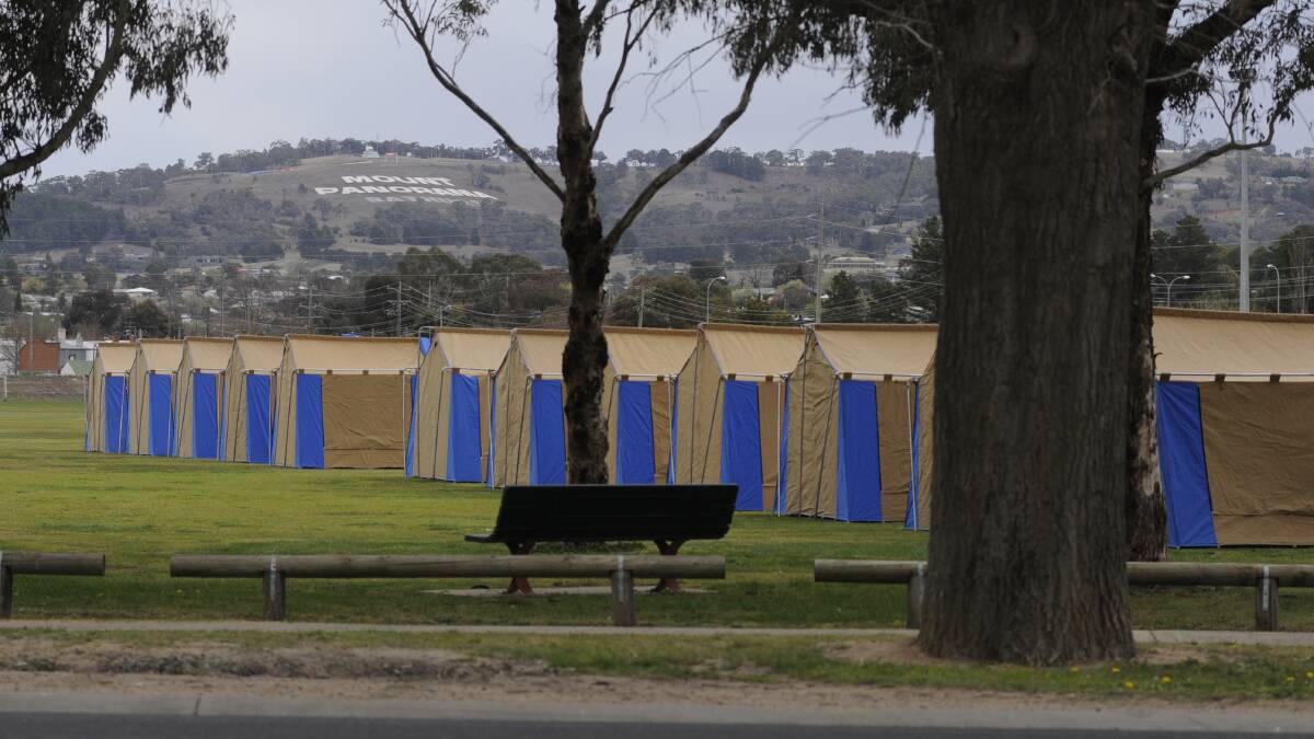 READY TO GO: Tent City, at Police Paddock, is one of Bathurst's temporary campsites. Photo: CHRIS SEABROOK 092417csnap