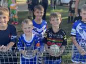 Emmetts Romans, James, Harrie Harrop, Nathaniel Downey and Ellis Richards at the Play like a Panthers Clinic at George Park in 2024. Picture by Bradley Jurd