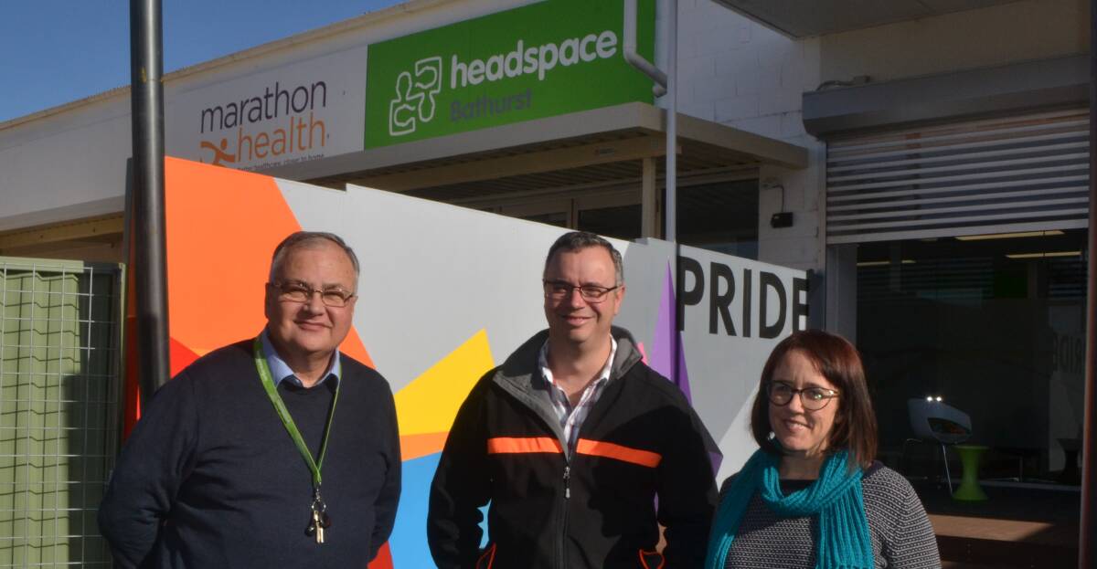 BREAKING STIGMA: Headspace Bathurst's Gerrit Willemse, Peter Rohr and Karen Golland are encouraging people who are struggling to talk about mental issues to talk to someone. Photo: BRADLEY JURD
