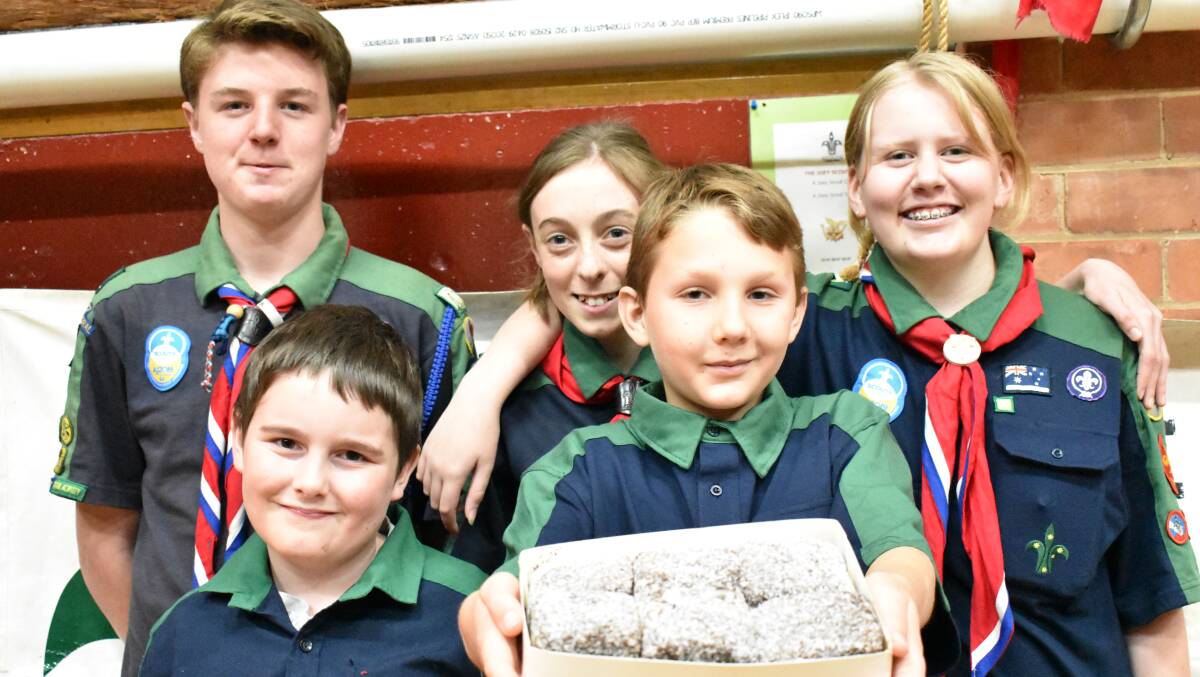FUNDRAISING: Members of the 3rd Bathurst Scout Group: Back: Justin Laver, Layla Coker, Chloe Limbrick. Front: Lucas Gray and Blake Bishop. Photo: SUPPLIED