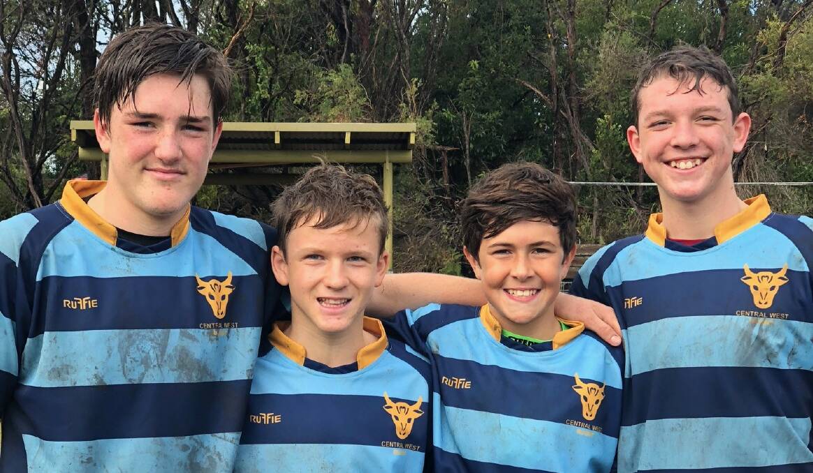 BIG GAME: Bathurst Bulldogs juniors Henry Miller, Patrick O'Hara, Jackson Cantrill and Drew Hope represented Central West at the under 13s NSW State Championships on June 9. Photo: SUPPLIED