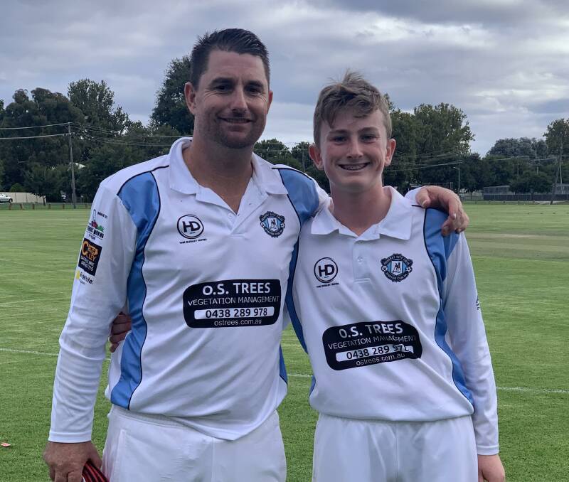 Matt Stephen with his son Cooper, who will make his debut in first grade on Saturday. Picture is contributed. 