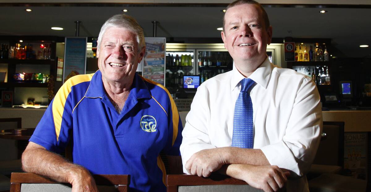 RSL PROFIT: Bathurst RSL Club president Ian Miller (left) with general manager Peter Sargent (right). The club's annual general meeting will be held on Saturday, July 27, 2019. 