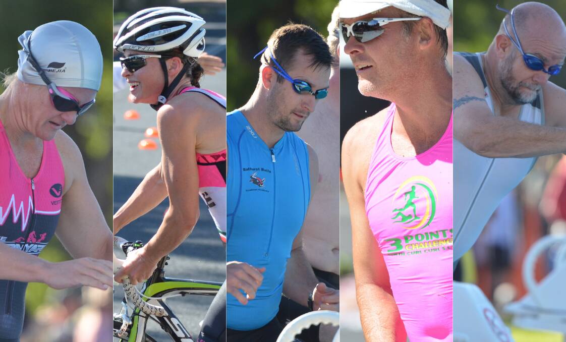 IT'S UNDERWAY: Renee Covington, Stacey Fish, Mick O'Connor, Keith Tynman and Mick Stapley at triathlons last season. Photos: ANYA WHITELAW