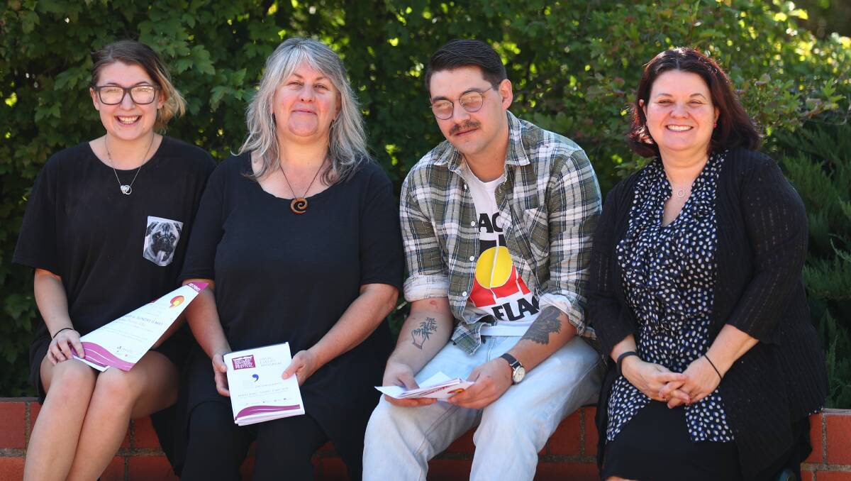 Poet Kiara Martin, Jenny Barry, short story writer Cade Turner-Mann and Kylie Shead, ahead of the Bathurst Writers' and Readers' Festival on May 4 to 6. Photo: PHIL BLATCH