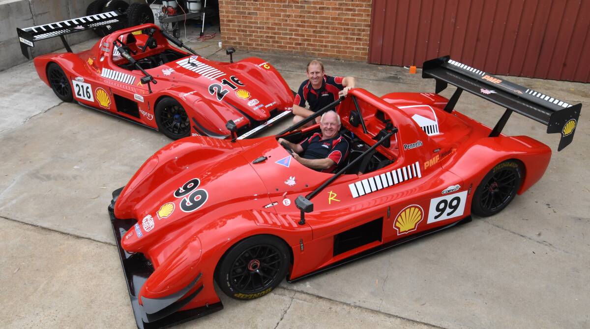 FATHER AND SON TEAM: David and Stuart Pennells with their entries for the Bathurst Challenge and Thursday and Friday. Photo:CHRIS SEABROOK 111418cpennells