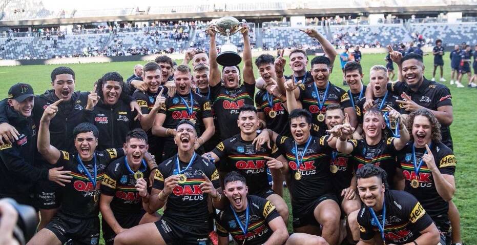 WINNERS: Josh Belfanti, pictured second row on far right, won the SG Ball Cup with the Penrith Panthers on Saturday. Photo: CONTRIBUTED