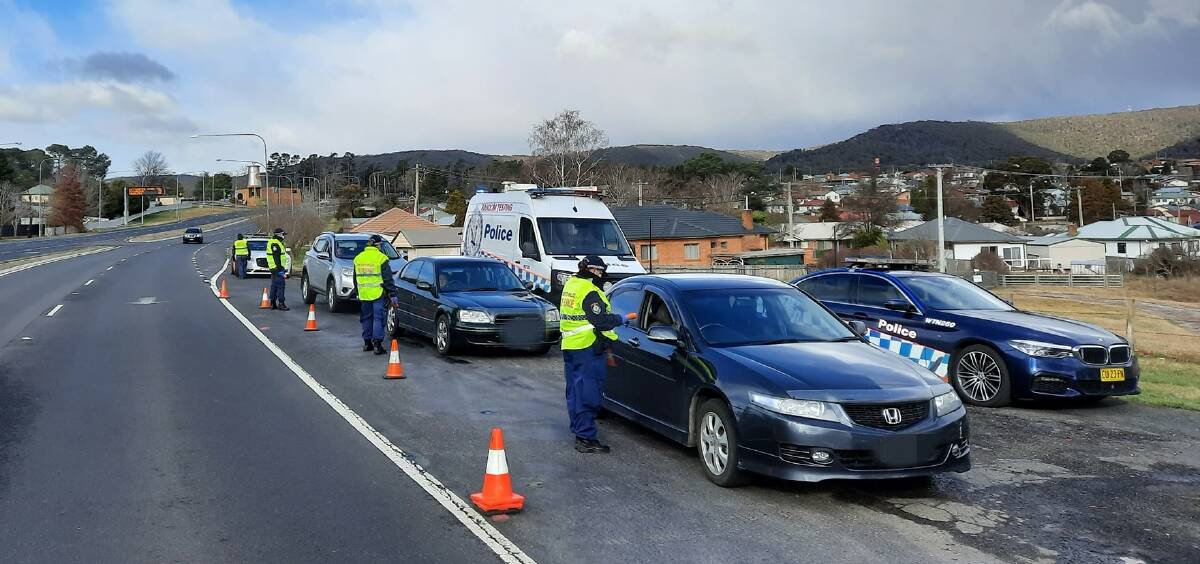 ON THE JOB: Chifley Police District officers at work at the Great Western Highway operation at Lithgow back in July. 