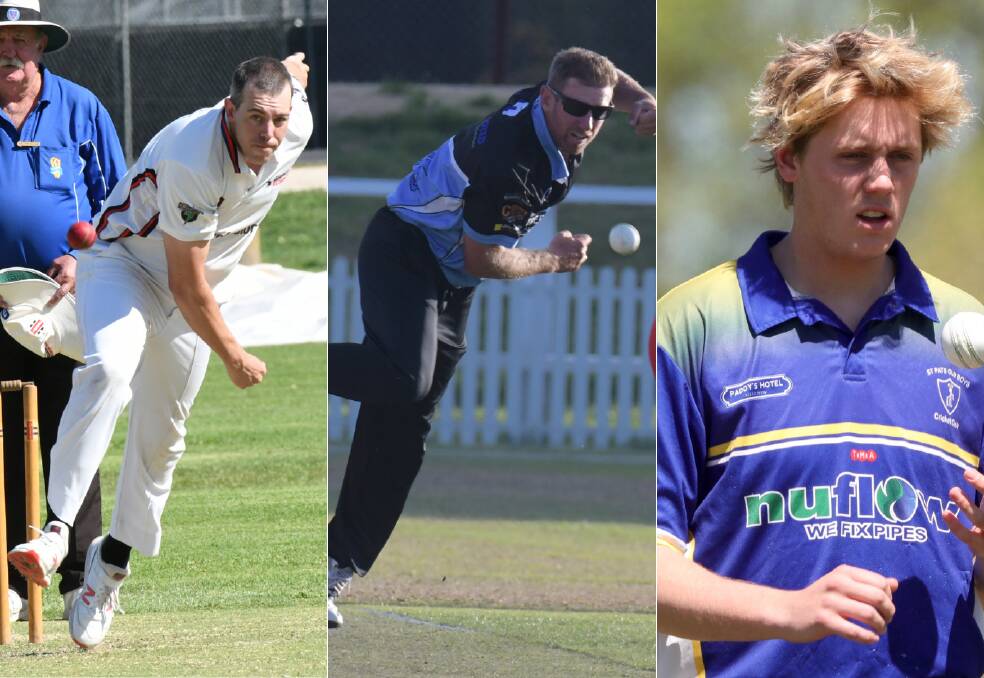 BOWLERS: Bathurst City's Clint Moxon, City Colts' Dan Casey and St Pat's Old Boys' Jack Goodsell have been amongst the bowlers throughout the 2020-21 Bathurst Orange Inter District Cricket season so far. 