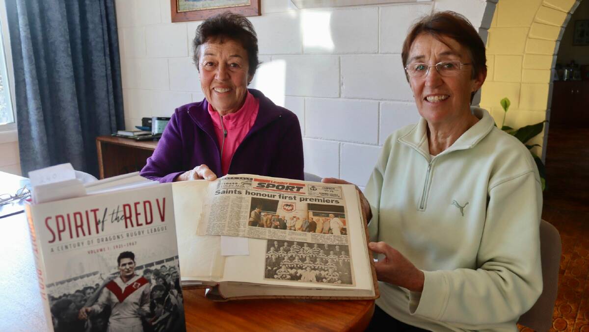 Ex-Bathurst Charlestons footballer Neville Smith was named in the St George team of the century. Pictured are his two nieces Louise Wood and Trish Hagney. Photo: AMY REES