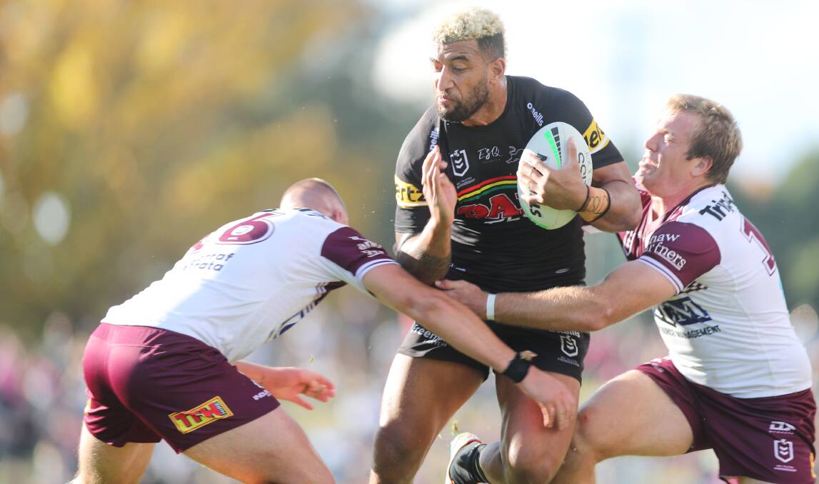 BACK AGAIN: Viliame Kikau, in action in last year's clash with Manly, is back in Bathurst again for the Penrith Panthers. Photo: PHIL BLATCH