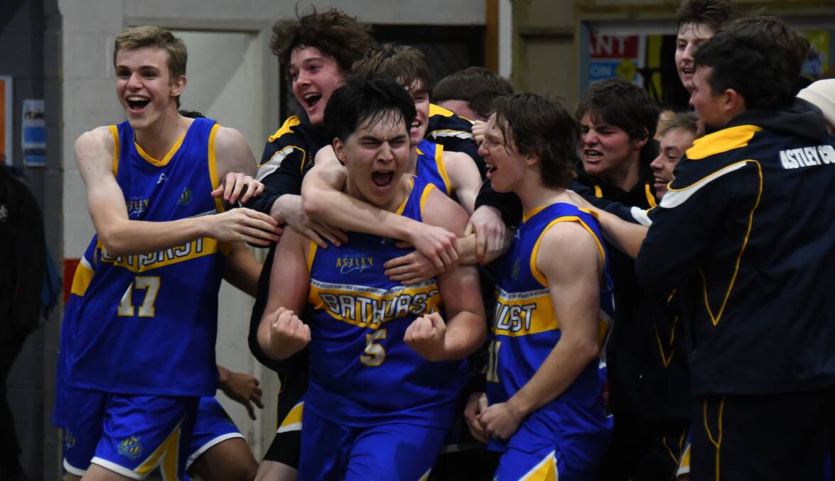 Bathurst's Ethan Goldfinch made a late lay up to seal an Astley Cup basketball win for his side. Picture by Nick Guthrie