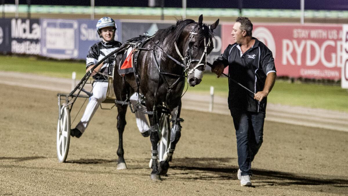 BACK AGAIN: Driver Todd McCarthy and trainer Kevin Pizzuto together when Tiger Tara won the Inter Dominion in 2018. Pizzuto will contest the Shirley Turnbull Memorial on Sunday with two chances. 