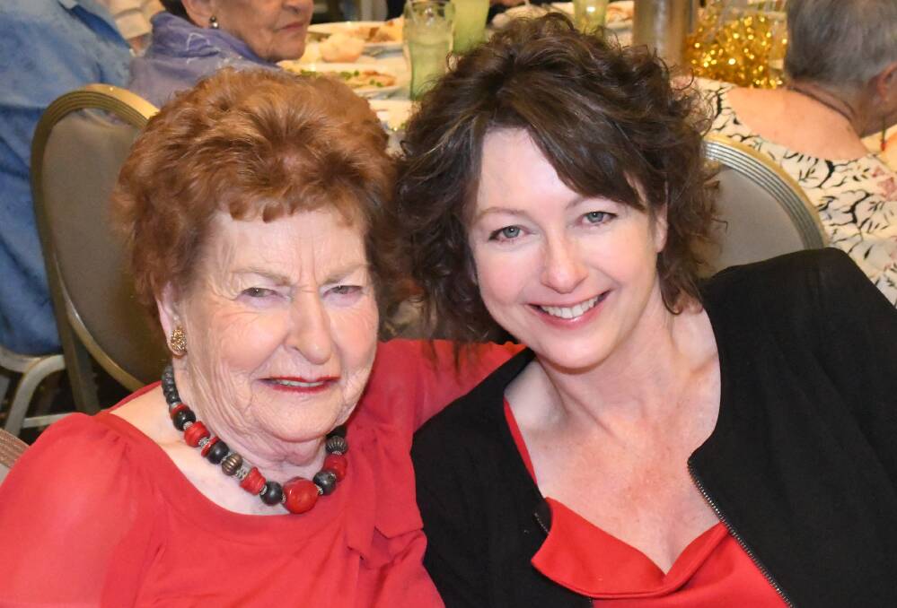 FUN TIMES: Maisie Scott was with Tracey Lewis at the Bathurst RSL for the Bathurst Legacy Widows Christmas luncheon. 121017clegacy1