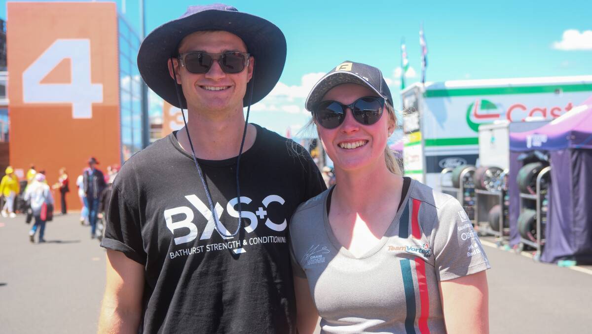 Bathurst's Scott Brown and Sophie McCauley at the Bathurst 1000 on Sunday. Picture by James Arrow