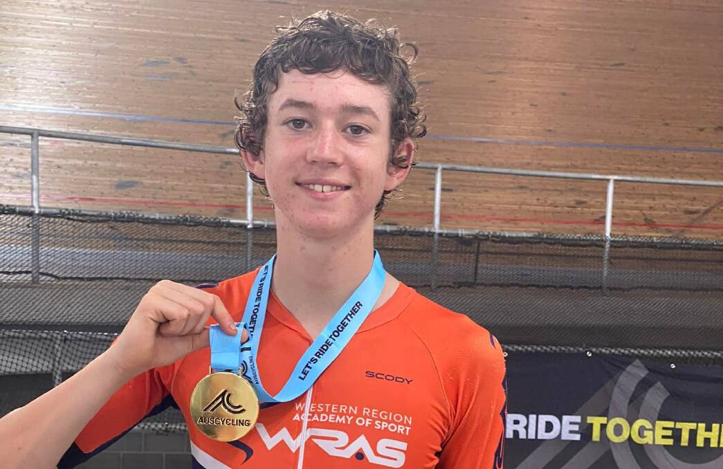 FIRST: Bathurst's Cadel Lovett with his gold medal from AusCycling Track Championships. Photo: CONTRIBUTED