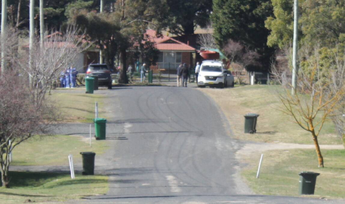 DOUBLE HOMICIDE: A police operation at the end of On-Avon Avenue at Oberon on Friday. Photo: BRADLEY JURD