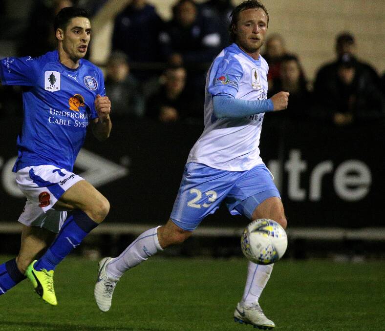 RECOVERING: Bathurst ’75 product Rhyan Grant in action for Sydney FC back in September, in his club's FFA Cup quarter final match against Avondale. Photo: APP IMAGE/HAMISH BLAIR