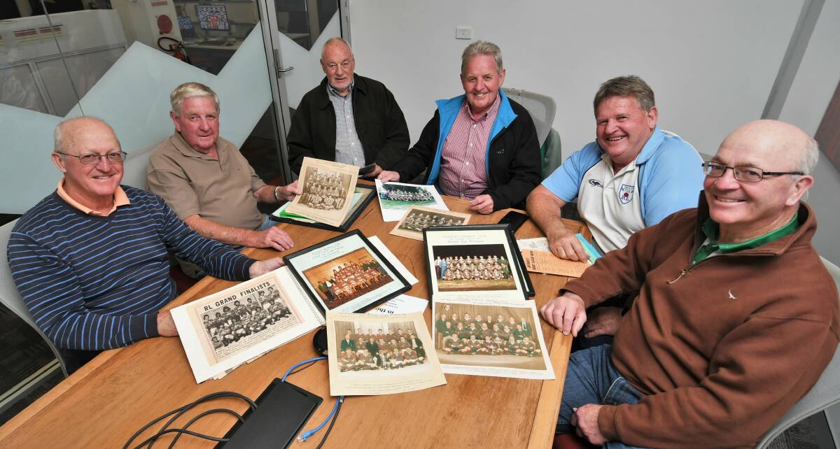 REUNION: Ex-Railway players Peter Hope, Warren Taylor, Grahame Spurway, Robert Taylor, Royce George and Brian Hope. Photo: CHRIS SEABROOK 051722crlyreun1