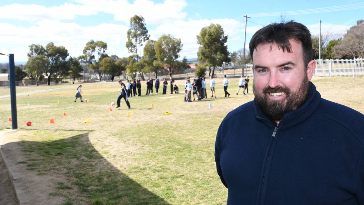 UPGRADE: Perthville Public School principal Kurt Dickson will be hoping that a grant to upgrade the school's oval is approved. Photo: CHRIS SEABROOK 072419cproject