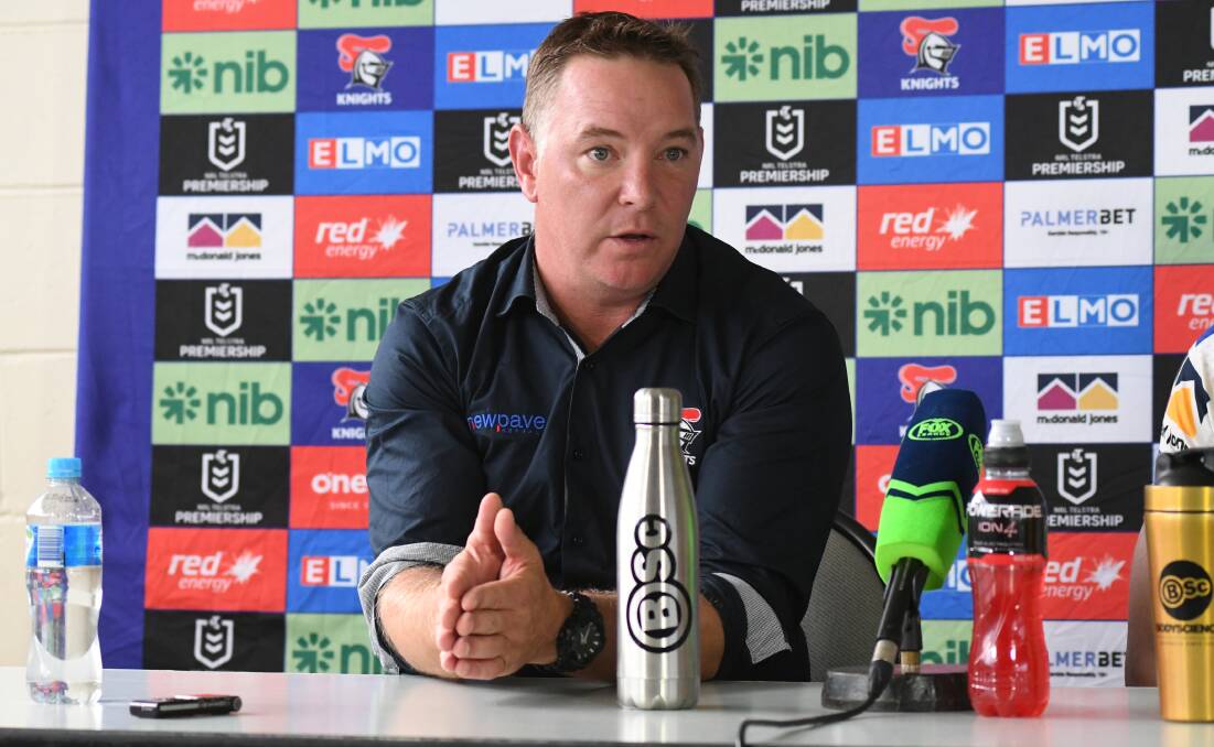 SILENT: Newcastle Knights coach Adam O'Brien refrained from commenting on Mitch Barnett's send-off. Photo: CHRIS SEABROOK