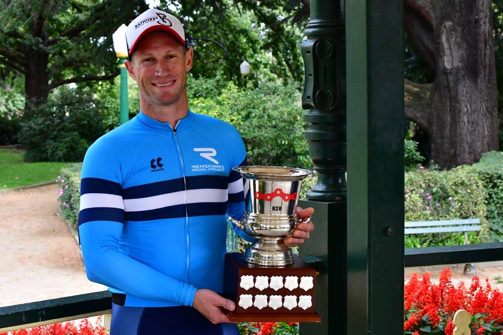 REFLECTION: Former Olympian Mark Renshaw, pictured with the B2B trophy earlier this year. He reflects fondly on his appearance at the 2004 Athens Olympics. Photo: BRADLEY JURD