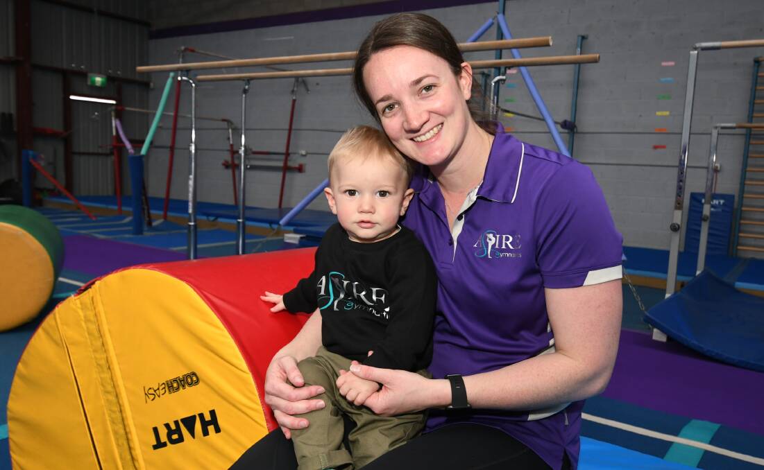 NOMINATED: Sophie Godleman with her son Louis at Aspire Gymnastic. Photo: CHRIS SEABROOK 081220causmum