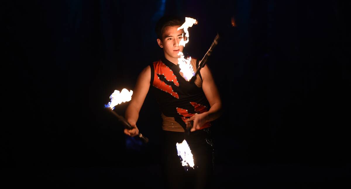 CIRCUS IS COMING: Vicente Junior, a 16-year-old South America juggler, performing for Lennon Bros Circus in Wodonga. Photo: MARK JESSER