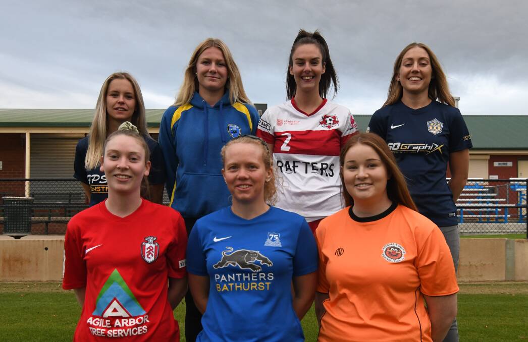 KICK-OFF: Representatives from the seven Bathurst women's premier league teams. Photo: BRADLEY JURD