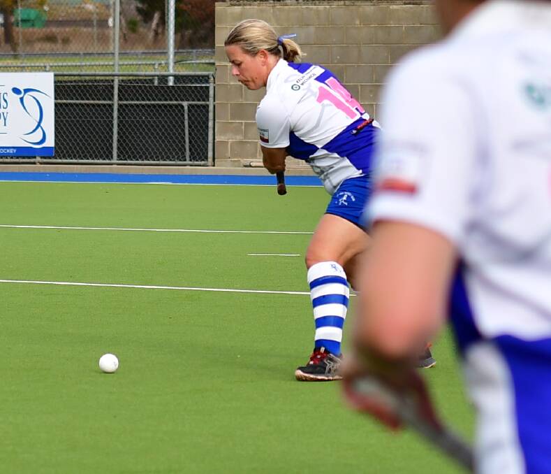 GAME ON: St Pat's player Lucy Weal lines up a shot in Sunday's catch up game. Photo: BRADLEY JURD