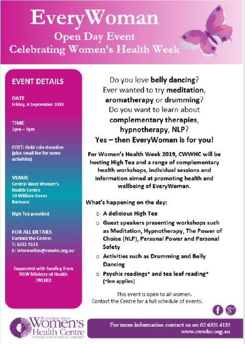 DOORS WILL OPEN: Central West Women's Health Centre will hold its EveryWoman Open Day event on Friday, September 6 from 2pm-7pm.