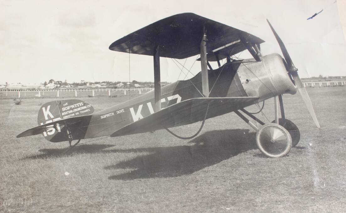 FLYING HIGH: A Sopwith Camel biplane K-157 on Bathurst Racecourse in 1920 at a time when aviation in Bathurst was still in its infancy.