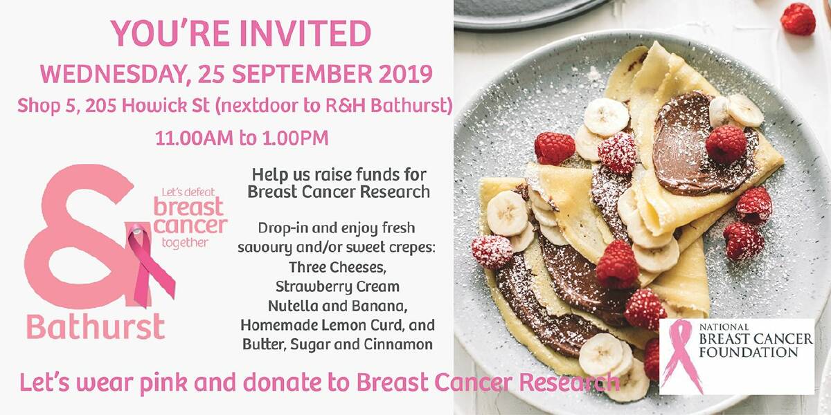 GOOD CAUSE: Raine and Horne Bathurst will open a fresh crêperie and cake stall at Shop 5, 205 Howick Street, Bathurst (next door to the Raine and Horne office) to raise funds for breast cancer research.
