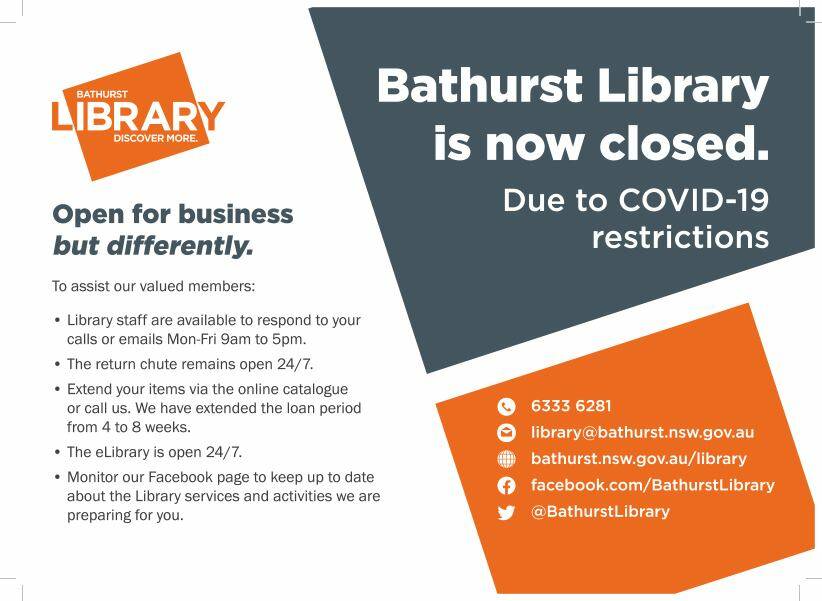LET'S TALK: Library staff are available to respond to your calls or emails Monday to Friday from 9am to 5pm on 6333 6281 or library@bathurst.nsw.gov.au.