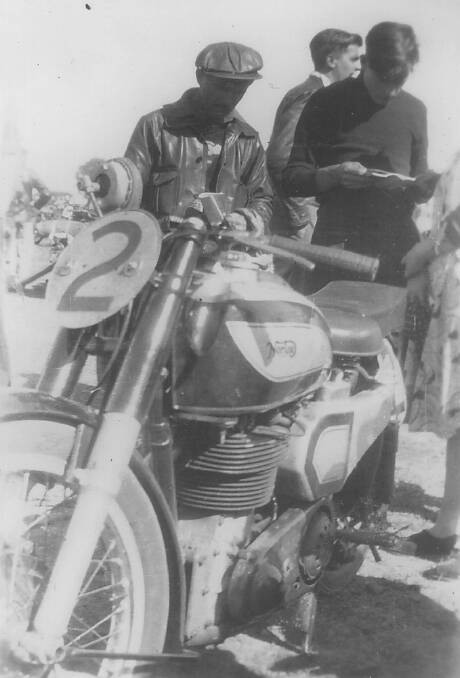 OFF AND RACING: Harry Hinton, pictured here at Mount Panorama, was a motorcycle courier early in life before getting into competition. 