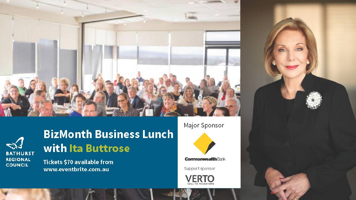 BIG NAME: BizMonth Business Lunch with Ita Buttrose will be held on Tuesday, September 24 from noon to 2pm at Goldfields, Mount Panorama.