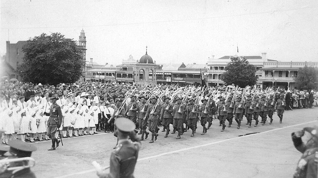STEP BY STEP: E Company of the 20-54th Battalion marches on November 11, 1933 - the day the Carillon was officially opened.  