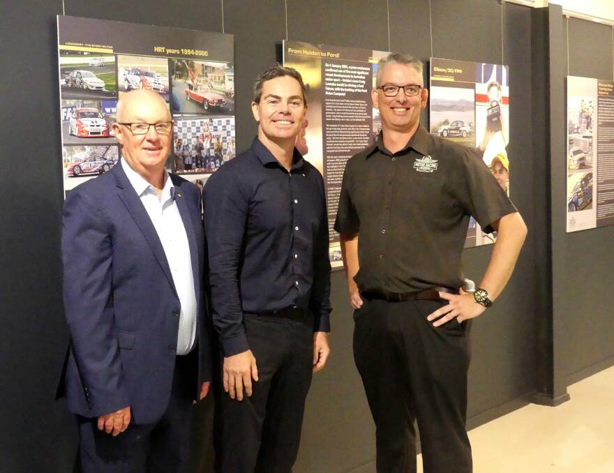 FAMILIAR FACE: Mayor Graeme Hanger, motorsport identity Craig Lowndes and National Motor Racing Museum co-ordinator Brad Owen.