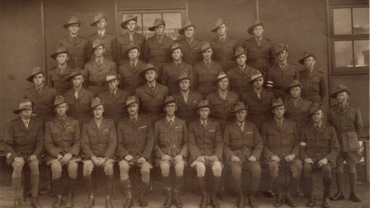 MEN IN UNIFORM: The commanding officer and officers of the 54th Battalion at Wallgrove Camp in May 1940 (taken by W.A. Shearon, photographer, Sydney).