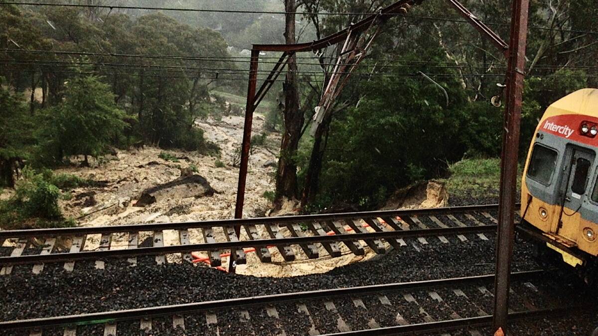 First there were the bushfires and now torrential rain is making the recovery operation even more difficult with this landslip on the Blue Mountains Line near Leura.