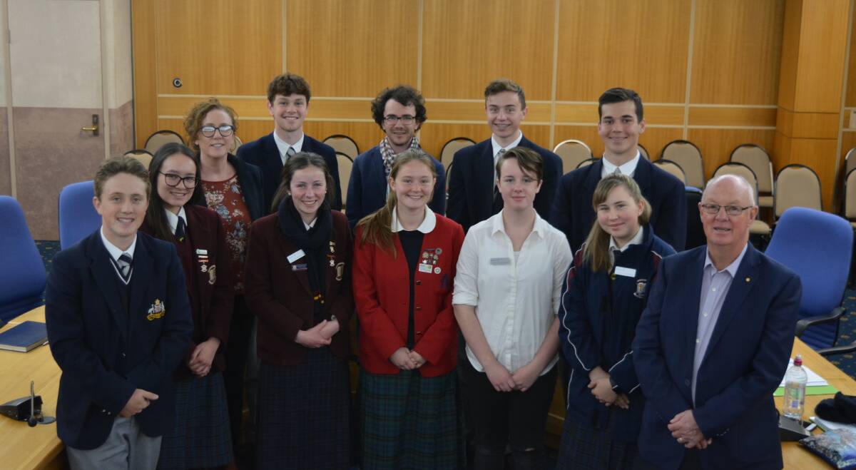 LEARNING EXPERIENCE: Youth councillors with mayor Graeme Hanger, art gallery director Sarah Gurich and audience engagement officer Julian Woods.