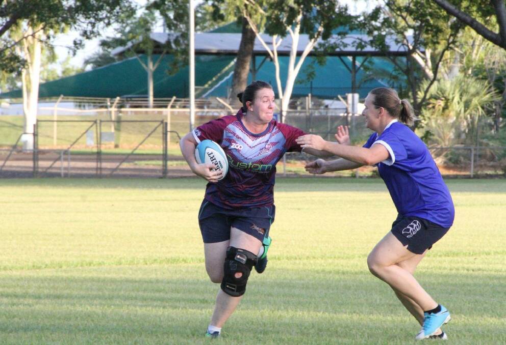 Sharon Jennings dominating on the field against her sister Rosemary Jennings. Picture: Supplied. 