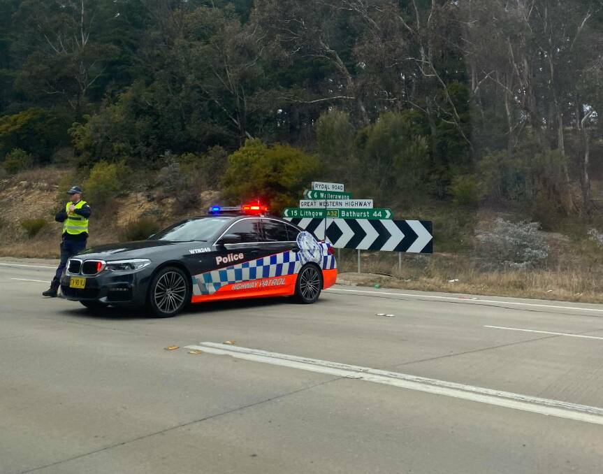 DIVERSION: Traffic was being diverted on Wednesday afternoon after an accident on the Great Western Highway. Photo: ALANNA TOMAZIN 