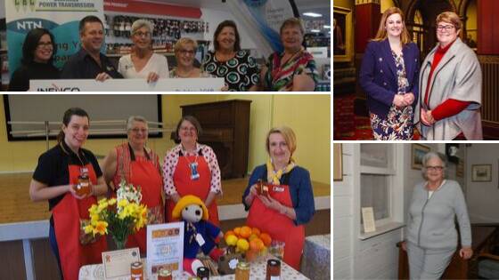 SOME OF THE HARD WORK: (Clockwise from top left) The Macquarie Group CWA accept a cheque, NSW CWA CEO Danica Leys and state president Stephanie Stanhope, Deborah Marr from the Orange CWA and the Bathurst Evening Branch at Marmalade Mania. Photos: FILE. 
