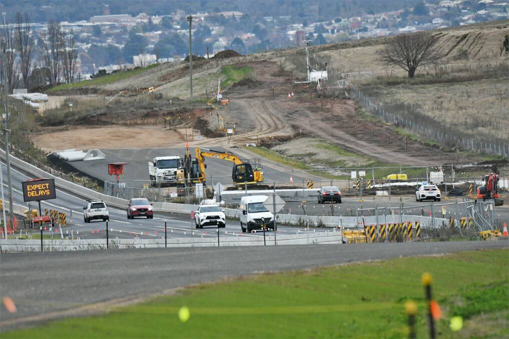 DIGGING IN: Part of the Great Western Highway upgrade site earlier this month. Photo: CHRIS SEABROOK 